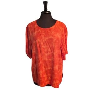 Vintage Nino Wong‎ California Tunic Top Size Women's 1X  Orange USA Made Autumn